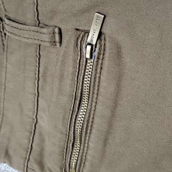 Michael Kors Olive Green Gold Zipper Cuff Pants Size 6 - Picture 5 of 16